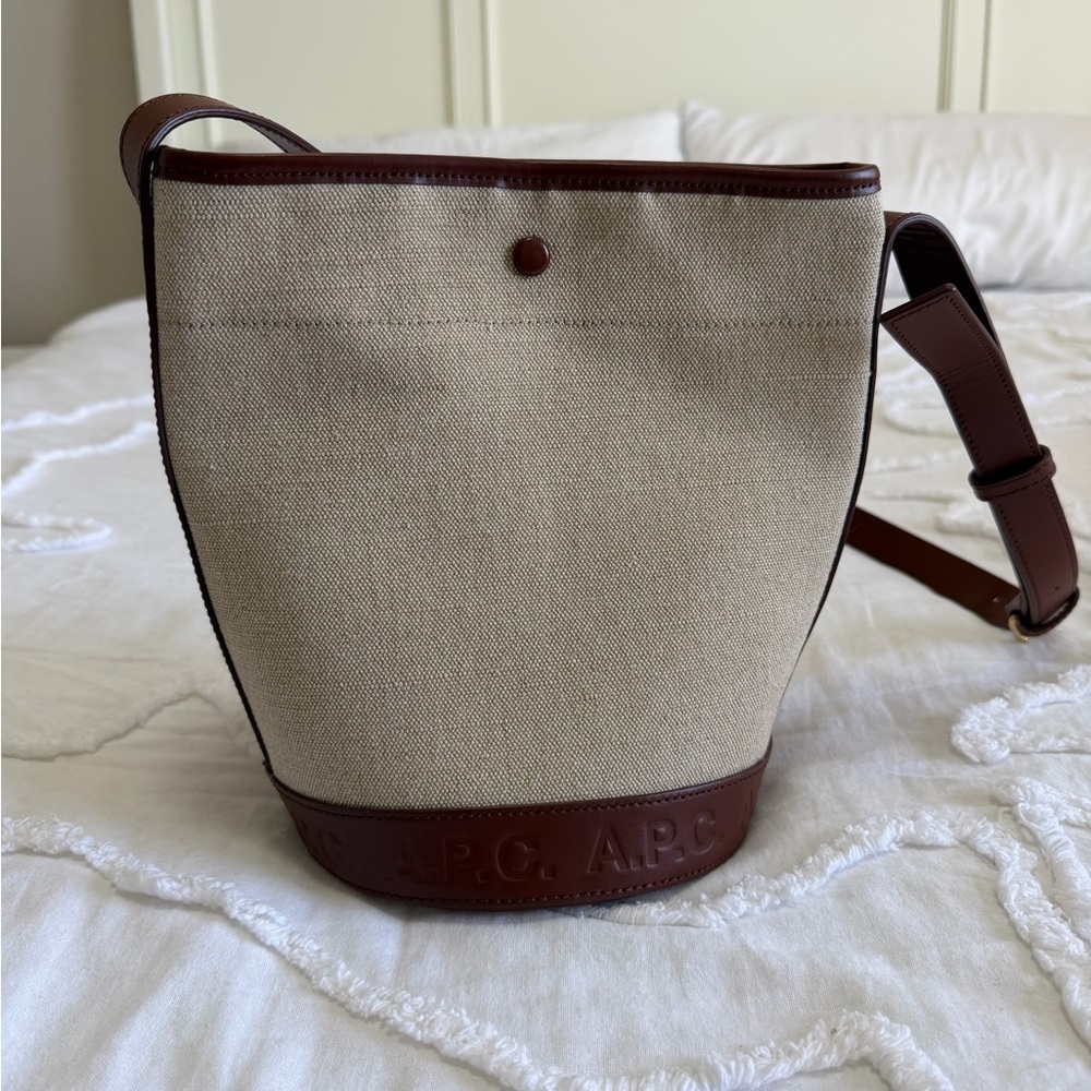 A.P.C. Beige and Dark Brown Sac Helene Noisette Bucket Bag - Picture 6 of 14